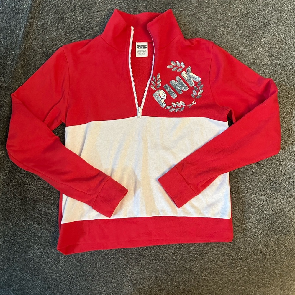 PINK Victoria's Secret Red Half-Zip Sweatshirt